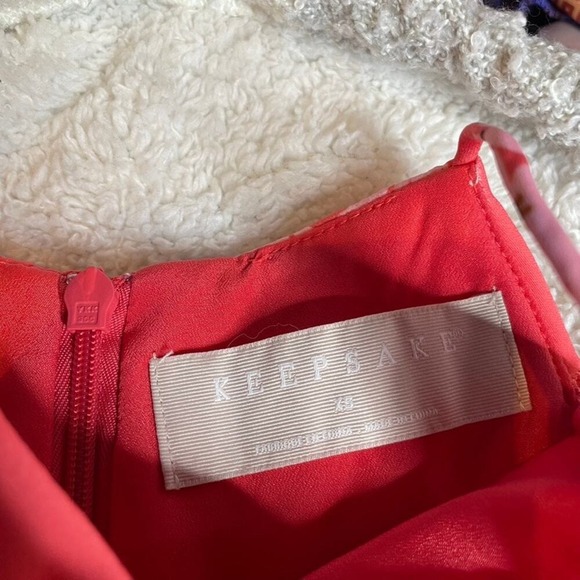 Keepsake Wild Thoughts Coral Floral Tiered Ruffle Dress 6 Pink High Neck Small - Picture 4 of 4